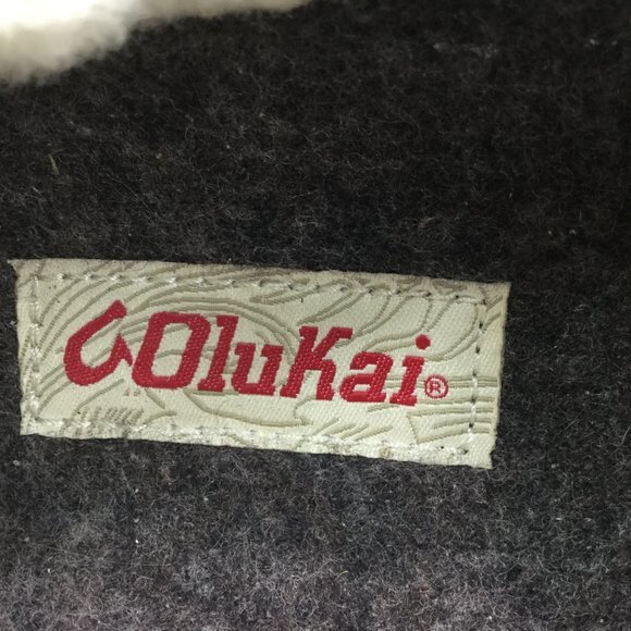 Olukai Kipuka Hulu Slipper Men Size M11 Toffee Leather Shearling Lining Slip-On - Picture 10 of 13